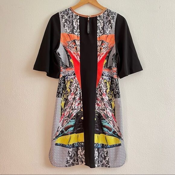 Clover Canyon Multicolor Abstract Geometric Floral Tile  Print Round Neck Dress - Picture 7 of 11